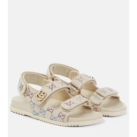 Gucci Moritz Supreme Double GG Crystal Monogram Marmont Dad Sandal Slide - Picture 1 of 12